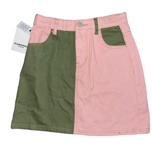 Glamorous Denim Colorblock Jean Skirt 4 NWT